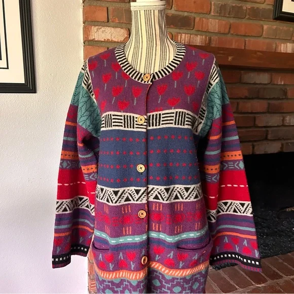 Gudrun Sjoden Floral Print Cardigan Sz M - Picture 3 of 9